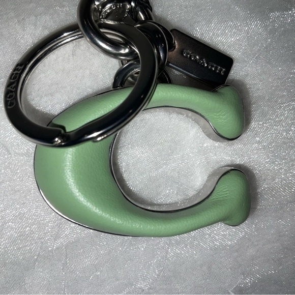 Coach Keyfob, Signature C leather and brushed nickel metal, NWT - Picture 7 of 9